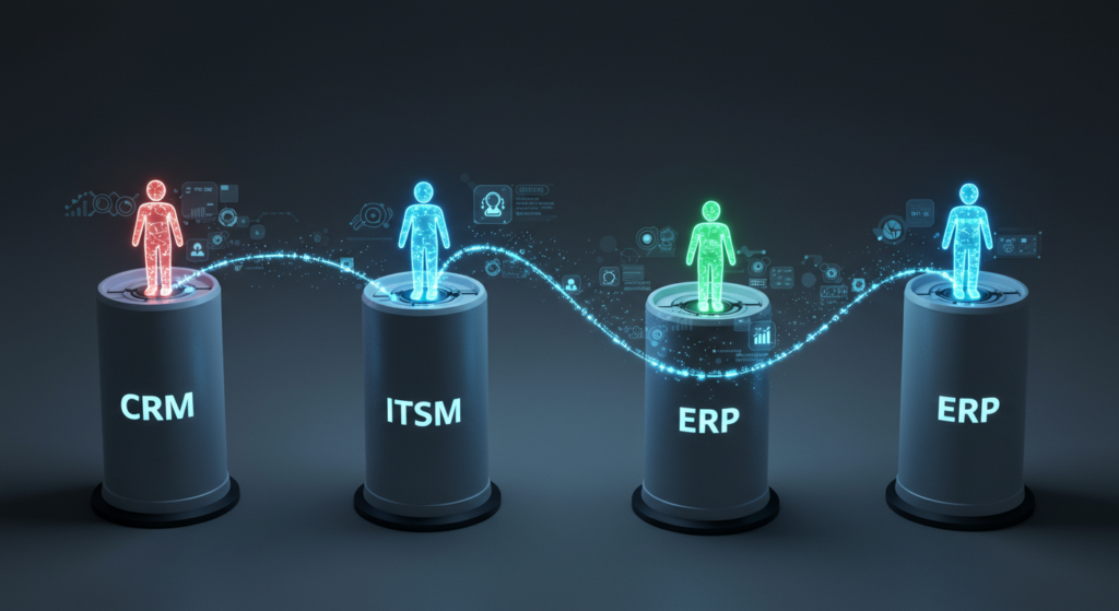 With the shift to end-to-end logic, traditional CRM, ITSM, HR, and ERP platforms will no longer function as standalone systems