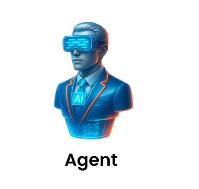 Agentic AI icon symbolizing intelligent agents with context-aware autonomy.
