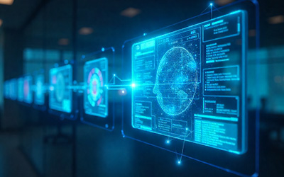 Inclusion Cloud Agentic AI icon showing connected enterprise knowledge through unified systems, logic, and data.