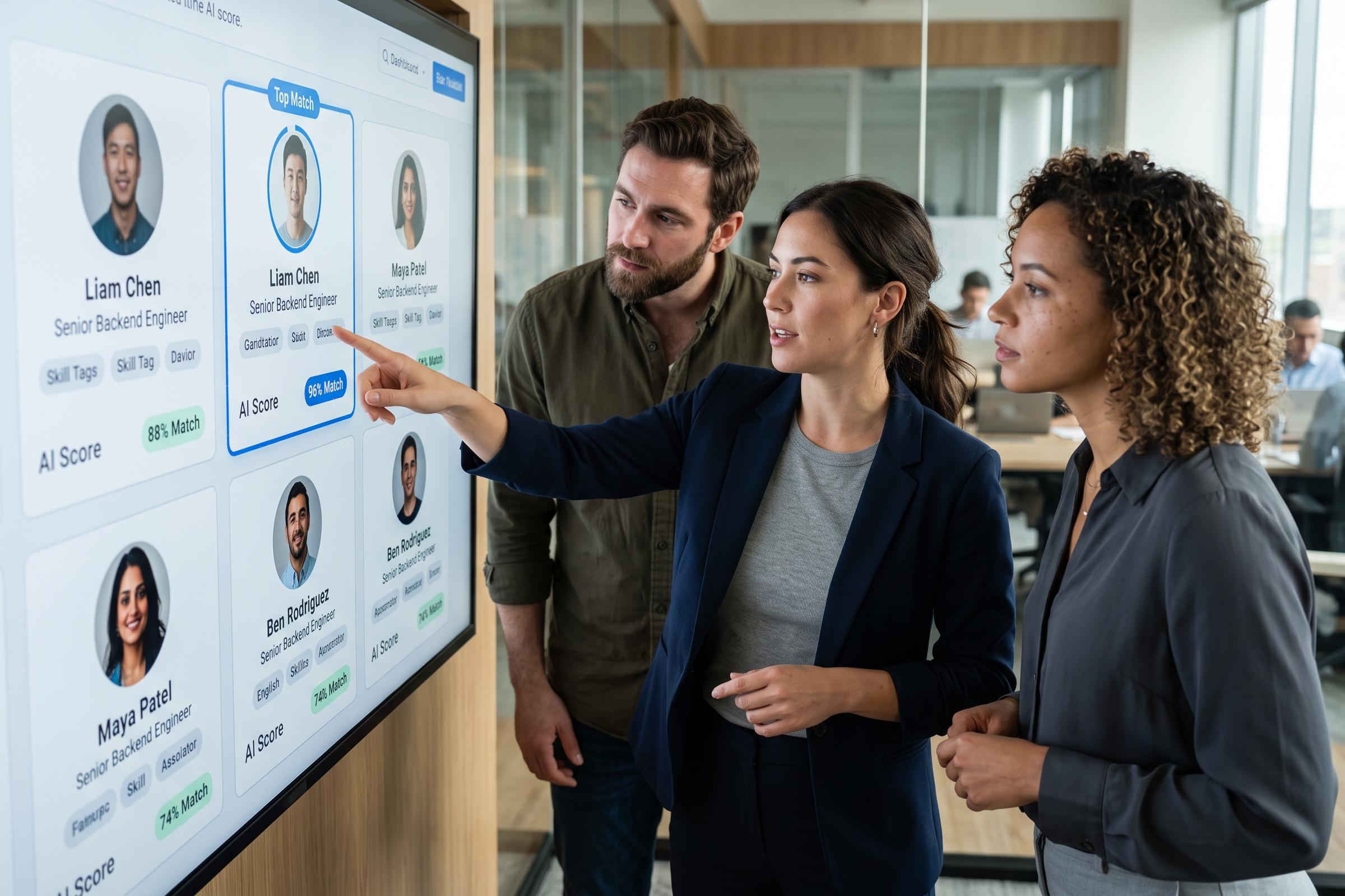 Professionals reviewing and validating candidate information